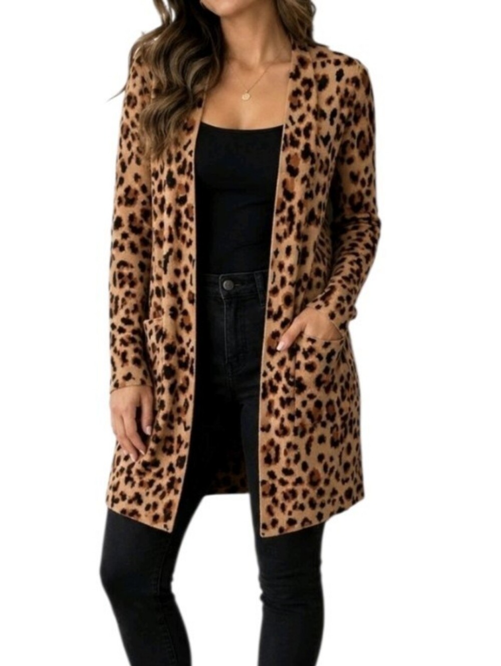 Rachel Zoe Hooded Leopard Print Long Cardigan- M. G62